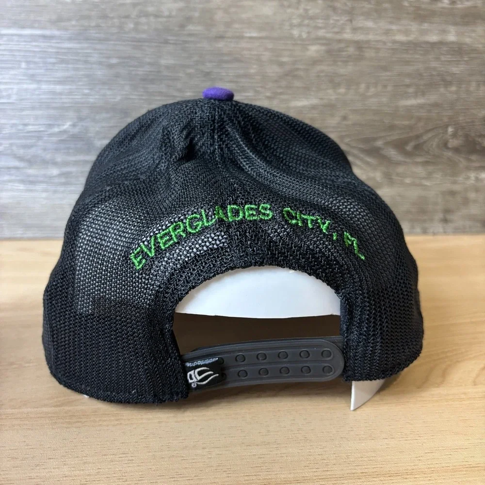 Everglades Isle Hat Cap Snap Back Purple Black Adjustable Mens